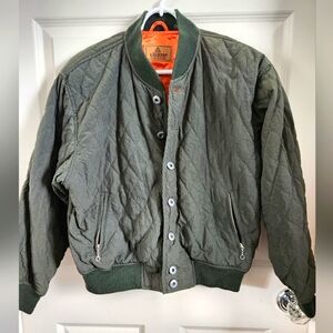 Liz Claiborne  Vintage Olive Green Quilted Bomber Jacket